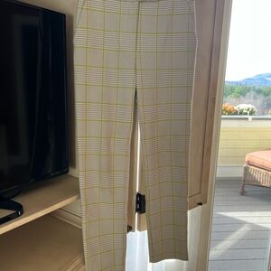 Chic Yellow Plaid Women's Trousers